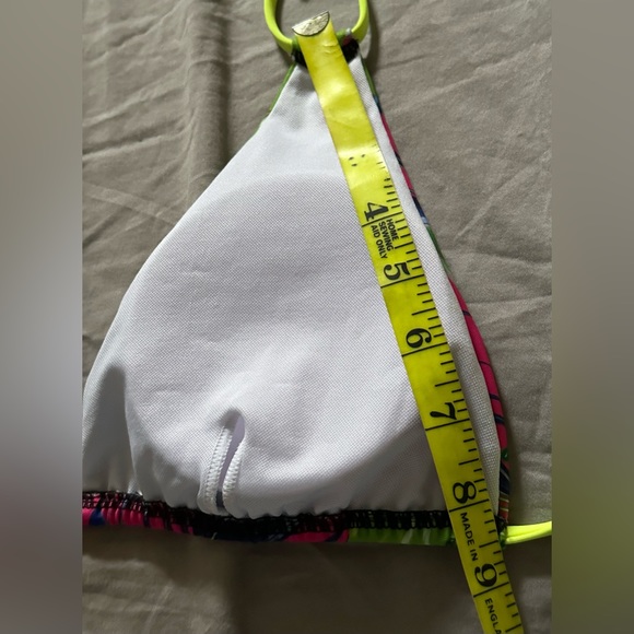 Bikini Top Tropical Print Halter triangle double straps adjustable new XL - Picture 5 of 6